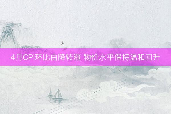 4月CPI环比由降转涨 物价水平保持温和回升