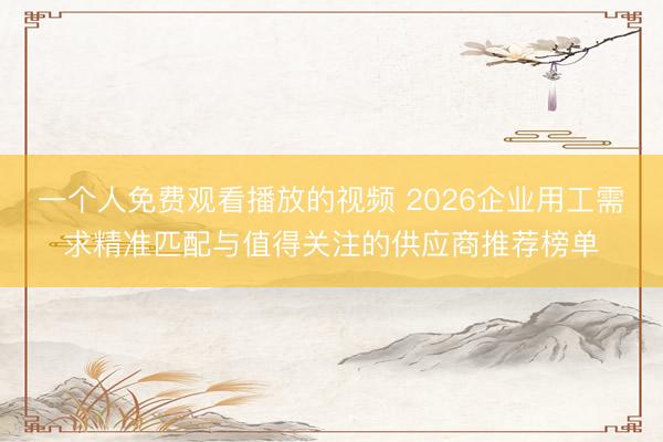 一个人免费观看播放的视频 2026企业用工需求精准匹配与值得关注的供应商推荐榜单