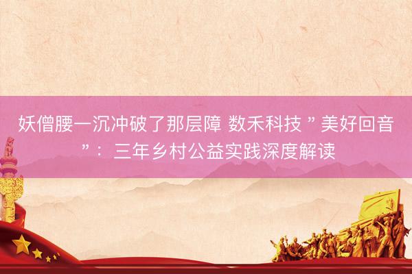 妖僧腰一沉冲破了那层障 数禾科技＂美好回音＂：三年乡村公益实践深度解读