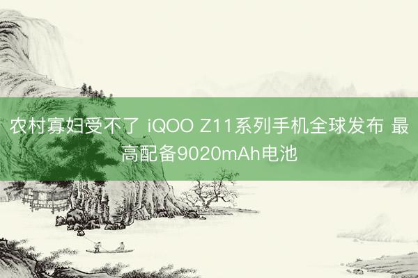农村寡妇受不了 iQOO Z11系列手机全球发布 最高配备9020mAh电池