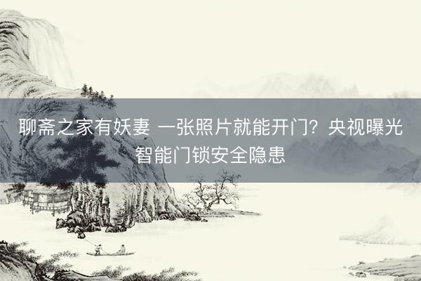 聊斋之家有妖妻 一张照片就能开门？央视曝光智能门锁安全隐患