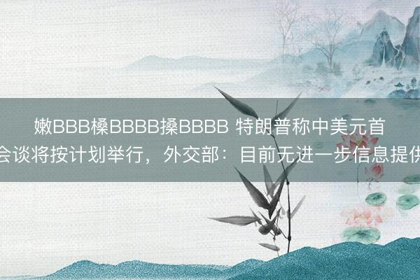 嫩BBB槡BBBB搡BBBB 特朗普称中美元首会谈将按计划举行，外交部：目前无进一步信息提供
