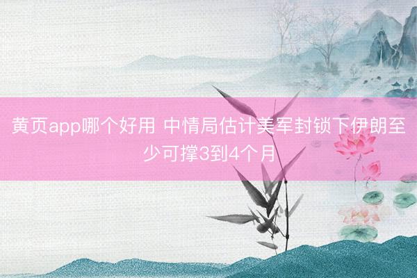 黄页app哪个好用 中情局估计美军封锁下伊朗至少可撑3到4个月