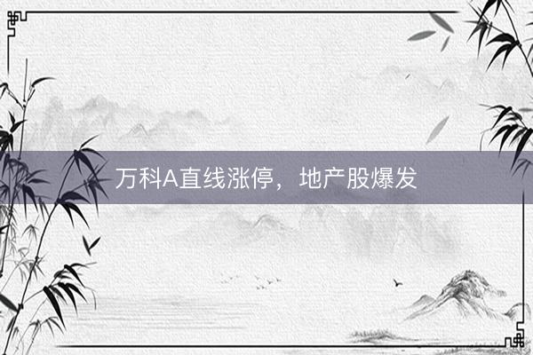 万科A直线涨停，地产股爆发