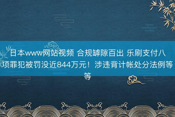 日本www网站视频 合规罅隙百出 乐刷支付八项罪犯被罚没近844万元！涉违背计帐处分法例等