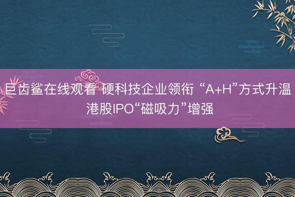 巨齿鲨在线观看 硬科技企业领衔 “A+H”方式升温 港股IPO“磁吸力”增强