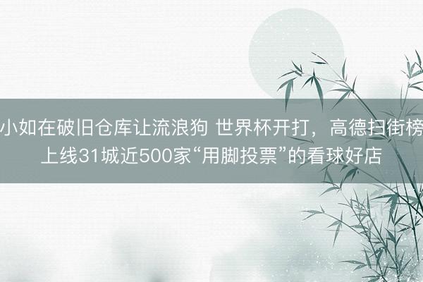 小如在破旧仓库让流浪狗 世界杯开打，高德扫街榜上线31城近500家“用脚投票”的看球好店