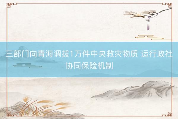 三部门向青海调拨1万件中央救灾物质 运行政社协同保险机制