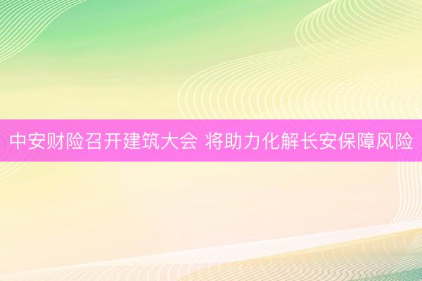 中安财险召开建筑大会 将助力化解长安保障风险