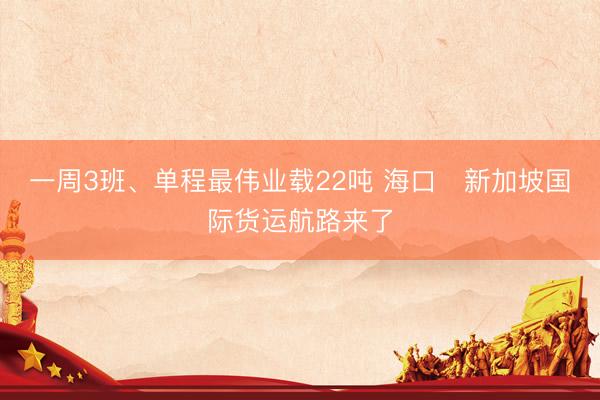 一周3班、单程最伟业载22吨 海口⇌新加坡国际货运航路来了
